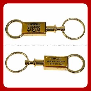 Golden Nugget Casino Las Vegas Gold Tone Quick Release Valet Keychain Novelty